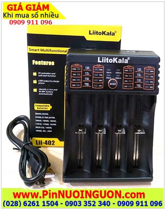 Liitokala Lii-402 _Loại 04 rảnh sạc pin 18650 26650 123A 26650,...và NiMh 1.2V A AA AAA)